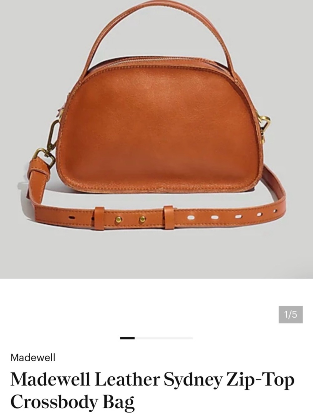 Madewell Leather Sydney Zip-Top
Crossbody Bag
